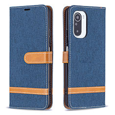 Leather Case Stands Flip Cover Holder B16F for Xiaomi Mi 11X 5G Navy Blue