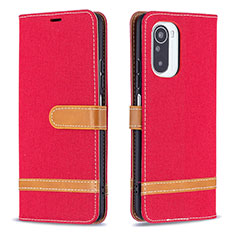Leather Case Stands Flip Cover Holder B16F for Xiaomi Mi 11X Pro 5G Red