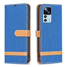 Leather Case Stands Flip Cover Holder B16F for Xiaomi Mi 12T Pro 5G Blue
