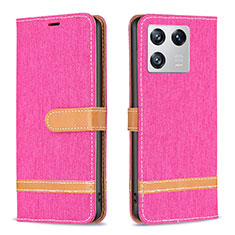 Leather Case Stands Flip Cover Holder B16F for Xiaomi Mi 13 5G Hot Pink