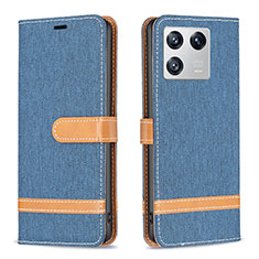 Leather Case Stands Flip Cover Holder B16F for Xiaomi Mi 13 5G Navy Blue