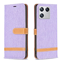 Leather Case Stands Flip Cover Holder B16F for Xiaomi Mi 13 Pro 5G Clove Purple