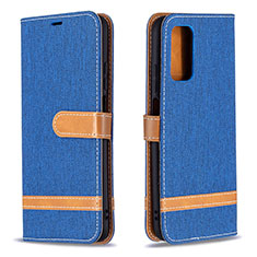 Leather Case Stands Flip Cover Holder B16F for Xiaomi Poco M3 Blue
