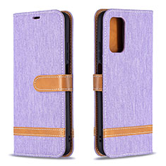 Leather Case Stands Flip Cover Holder B16F for Xiaomi Poco M3 Clove Purple