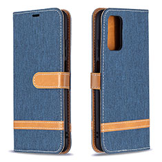 Leather Case Stands Flip Cover Holder B16F for Xiaomi Poco M3 Navy Blue