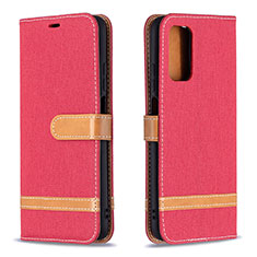 Leather Case Stands Flip Cover Holder B16F for Xiaomi Poco M3 Red