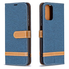 Leather Case Stands Flip Cover Holder B16F for Xiaomi Poco M5S Navy Blue