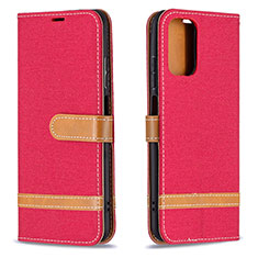 Leather Case Stands Flip Cover Holder B16F for Xiaomi Poco M5S Red