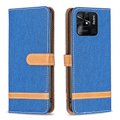 Leather Case Stands Flip Cover Holder B16F for Xiaomi Redmi 10 Power Blue