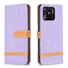 Leather Case Stands Flip Cover Holder B16F for Xiaomi Redmi 10 Power Clove Purple