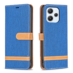 Leather Case Stands Flip Cover Holder B16F for Xiaomi Redmi 12 4G Blue