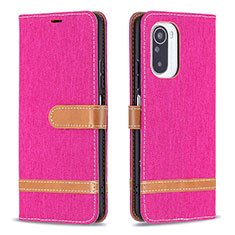 Leather Case Stands Flip Cover Holder B16F for Xiaomi Redmi K40 Pro 5G Hot Pink
