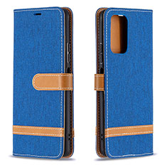 Leather Case Stands Flip Cover Holder B16F for Xiaomi Redmi Note 10 Pro 4G Blue