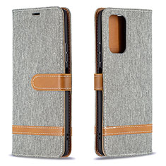 Leather Case Stands Flip Cover Holder B16F for Xiaomi Redmi Note 10 Pro 4G Gray