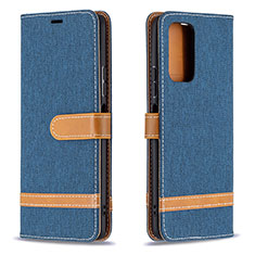 Leather Case Stands Flip Cover Holder B16F for Xiaomi Redmi Note 10 Pro 4G Navy Blue