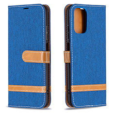 Leather Case Stands Flip Cover Holder B16F for Xiaomi Redmi Note 10S 4G Blue