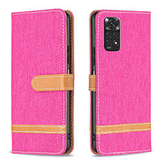 Leather Case Stands Flip Cover Holder B16F for Xiaomi Redmi Note 11 4G (2022) Hot Pink