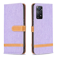 Leather Case Stands Flip Cover Holder B16F for Xiaomi Redmi Note 11 Pro 4G Clove Purple