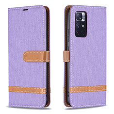 Leather Case Stands Flip Cover Holder B16F for Xiaomi Redmi Note 11S 5G Clove Purple