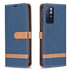 Leather Case Stands Flip Cover Holder B16F for Xiaomi Redmi Note 11S 5G Navy Blue