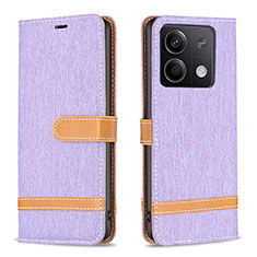 Leather Case Stands Flip Cover Holder B16F for Xiaomi Redmi Note 13 5G Clove Purple
