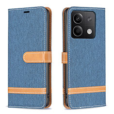 Leather Case Stands Flip Cover Holder B16F for Xiaomi Redmi Note 13 5G Sky Blue