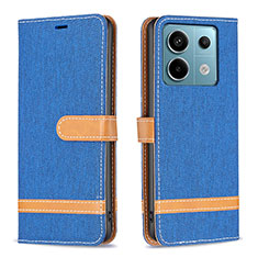 Leather Case Stands Flip Cover Holder B16F for Xiaomi Redmi Note 13 Pro 5G Blue
