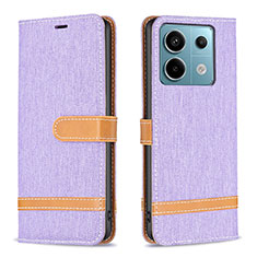 Leather Case Stands Flip Cover Holder B16F for Xiaomi Redmi Note 13 Pro 5G Clove Purple