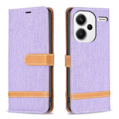 Leather Case Stands Flip Cover Holder B16F for Xiaomi Redmi Note 13 Pro+ Plus 5G Clove Purple
