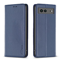 Leather Case Stands Flip Cover Holder B17F for Google Pixel 7a 5G Blue
