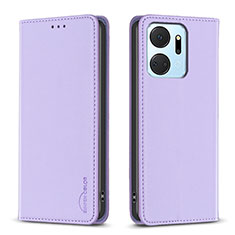 Leather Case Stands Flip Cover Holder B17F for Huawei Honor X7a Clove Purple