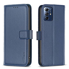 Leather Case Stands Flip Cover Holder B17F for Motorola Moto G Play (2023) Blue