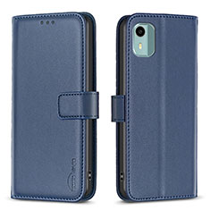 Leather Case Stands Flip Cover Holder B17F for Nokia C12 Blue