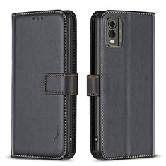 Leather Case Stands Flip Cover Holder B17F for Nokia C210 Black