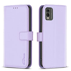 Leather Case Stands Flip Cover Holder B17F for Nokia C210 Clove Purple
