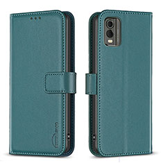Leather Case Stands Flip Cover Holder B17F for Nokia C210 Green