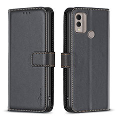 Leather Case Stands Flip Cover Holder B17F for Nokia C22 Black