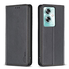 Leather Case Stands Flip Cover Holder B17F for Oppo A79 5G Black