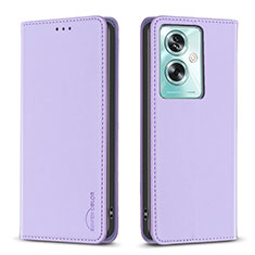 Leather Case Stands Flip Cover Holder B17F for Oppo A79 5G Clove Purple