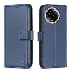 Leather Case Stands Flip Cover Holder B17F for Realme 11 5G Blue