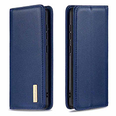 Leather Case Stands Flip Cover Holder B17F for Samsung Galaxy M10S Blue