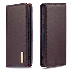 Leather Case Stands Flip Cover Holder B17F for Samsung Galaxy Note 20 Ultra 5G Brown