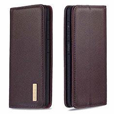 Leather Case Stands Flip Cover Holder B17F for Samsung Galaxy S20 Brown