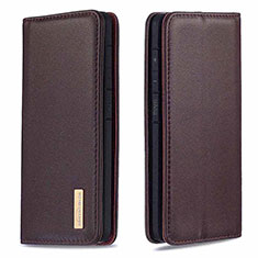 Leather Case Stands Flip Cover Holder B17F for Samsung Galaxy S20 Ultra 5G Brown