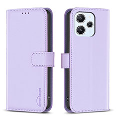 Leather Case Stands Flip Cover Holder B17F for Xiaomi Redmi 12 4G Clove Purple