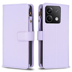 Leather Case Stands Flip Cover Holder B17F for Xiaomi Redmi Note 13 5G Clove Purple