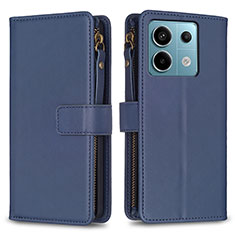 Leather Case Stands Flip Cover Holder B17F for Xiaomi Redmi Note 13 Pro 5G Blue
