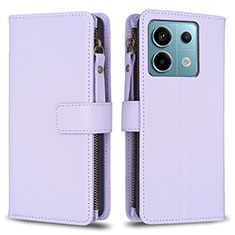 Leather Case Stands Flip Cover Holder B17F for Xiaomi Redmi Note 13 Pro 5G Clove Purple