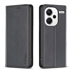 Leather Case Stands Flip Cover Holder B17F for Xiaomi Redmi Note 13 Pro+ Plus 5G Black