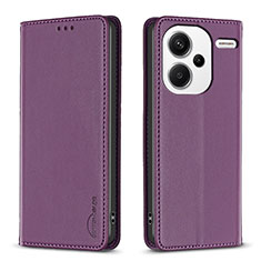 Leather Case Stands Flip Cover Holder B17F for Xiaomi Redmi Note 13 Pro+ Plus 5G Purple